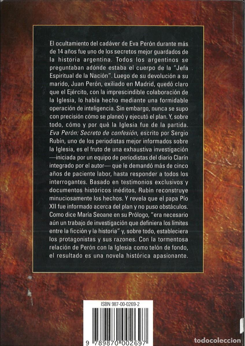 Libros: EVA PERON. SECRETO DE CONFESION. Sergio Rubin - Foto 2