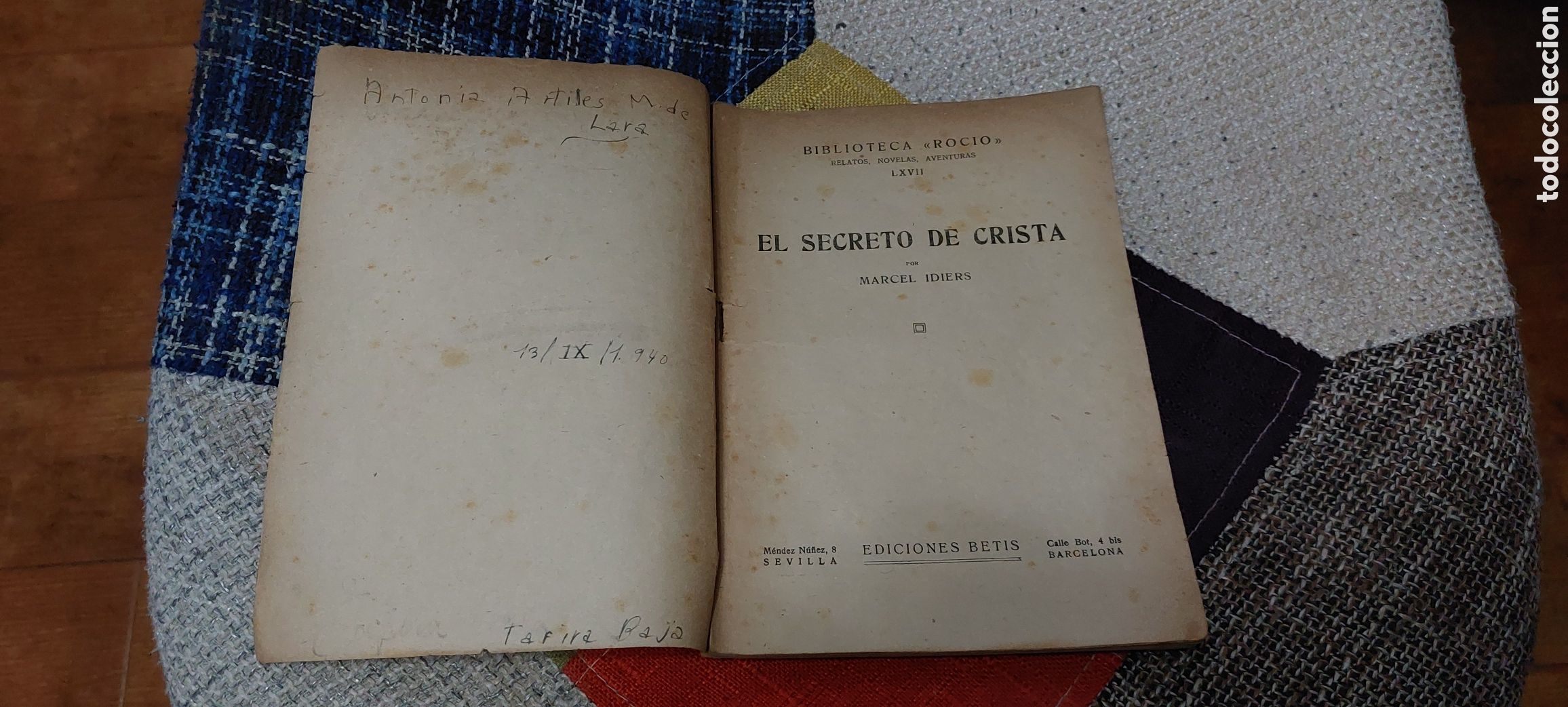 Libros: Libro El Secreto de Crista -Marcel Idiers- (Ediciones Betis 1.940) - Foto 2
