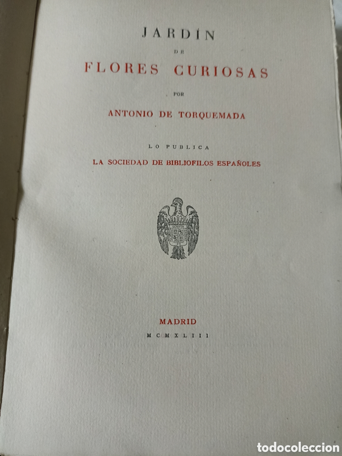Libros: JARDIN DE FLORES CURIOSAS. - TORQUEMADA, Antonio de. - Foto 4