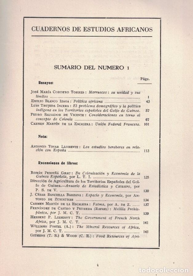 Libros: CUADERNOS DE ESTUDIOS AFRICANOS. N&ordm; 1. - AA.VV. - Foto 3