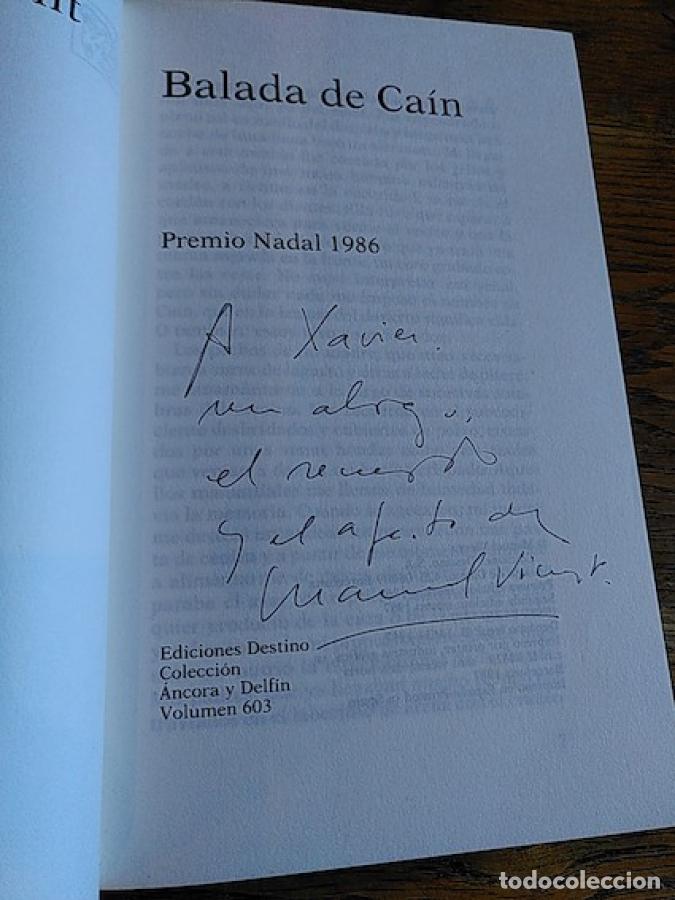 Libros: BALADA DE CA&Iacute;N (dedicatoria del autor) - VICENT, Manuel.- - Foto 2