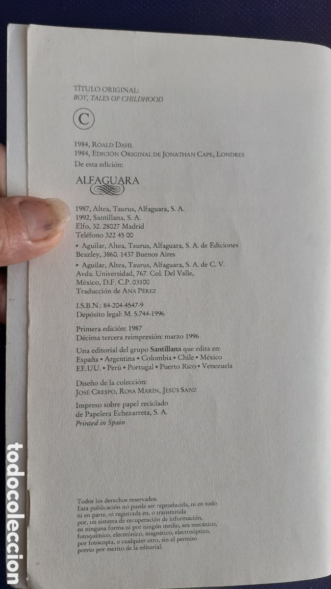 Libros: BOY RELATOS DE INFANCIA, ROALD DAHL, ESTADO ACEPTABLE - Foto 2