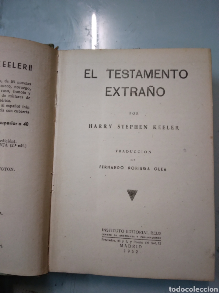 Libros: Harry Stephen Keeler, El testamento extra&ntilde;o,Editorial Reus - Foto 2