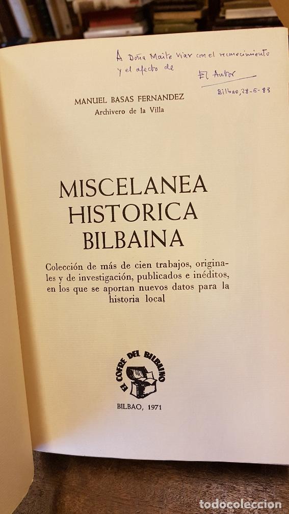 Libros: MISCELANEA HISTORICA BILBAINA. - BASAS FERNANDEZ, Manuel. - Foto 3