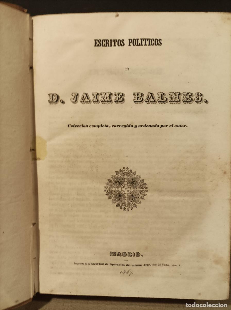 Libros: BALMES, Jaime.- - Escritos pol&iacute;ticos. - Foto 1