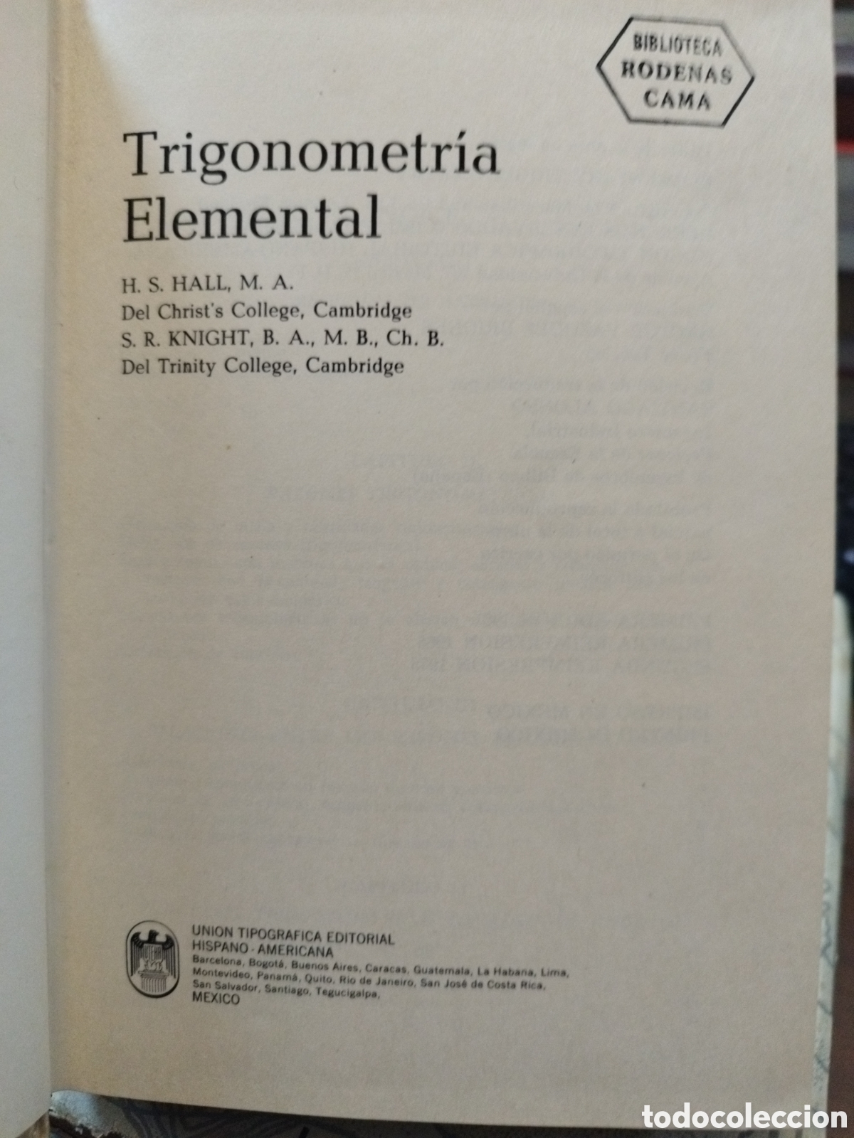 Libros: TRIGONOMETRIA ELEMENTAL - HALL,H.S.y KNIGHT,S.R. - Foto 3