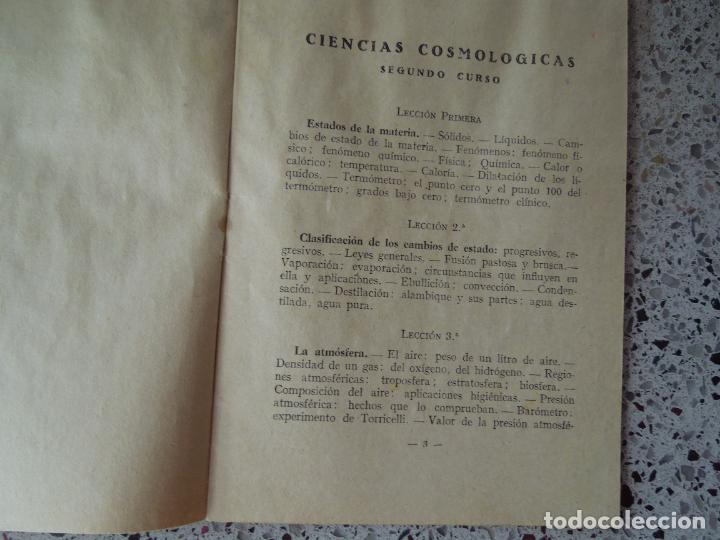 Libros: CIENCIAS COSMOLOGICAS - SEGUNDO CURSO - EDITORIAL LUIS VIVES -1947 Y PROGRAMA - Foto 3