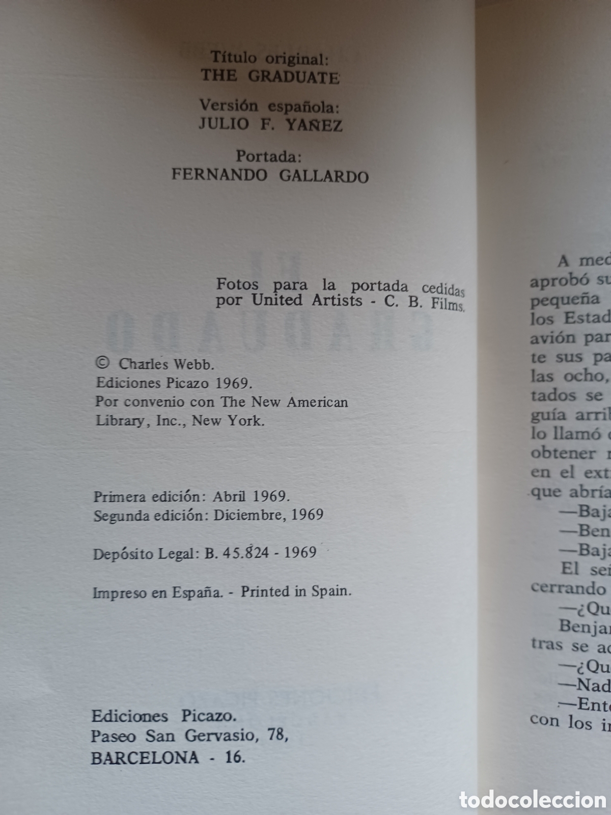 Libros: Barybook C23. . El graduado Charles webb picazo 1969 . - Foto 7