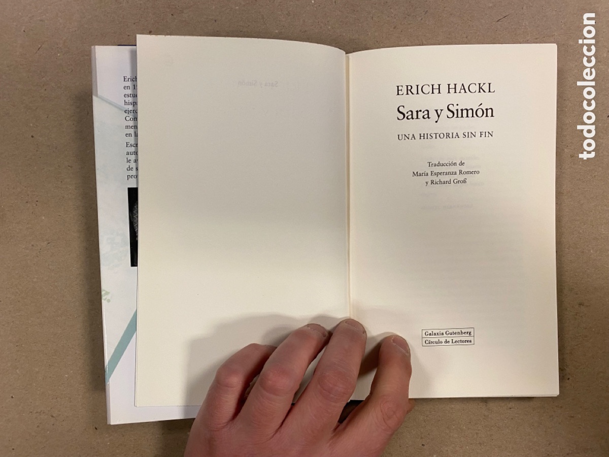Libros: SARA Y SIM&Oacute;N, UNA HISTORIA SIN FIN. ERICH HACKL. C&Iacute;RCULO DE LECTORES 1998. - Foto 2