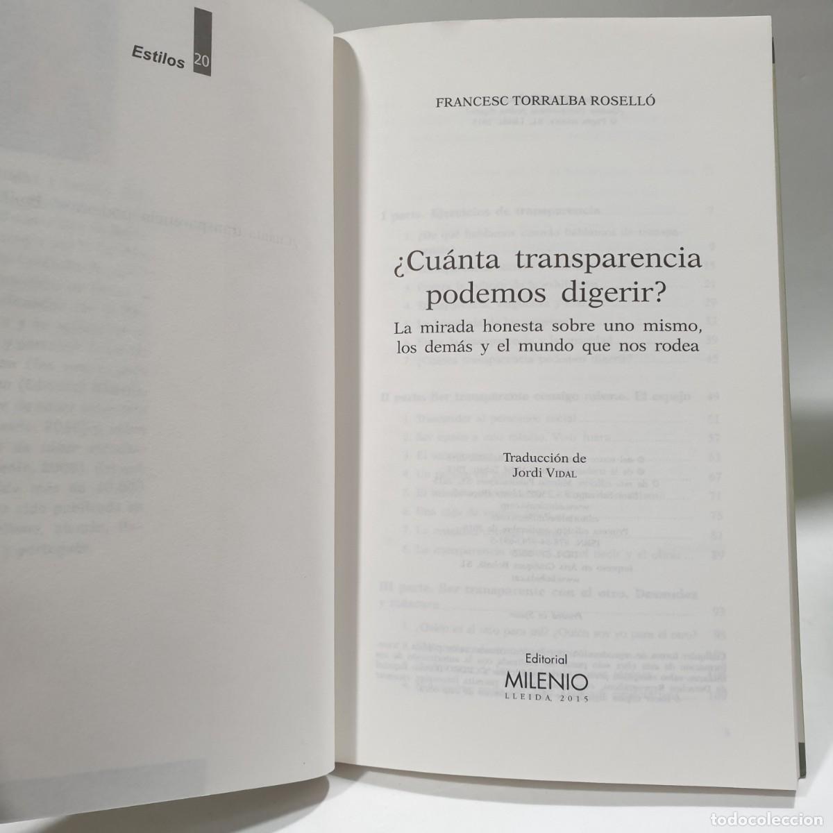 Libros: &iquest;CUANTA TRANSPARENCIA PODEMOS DIGERIR? Francesc Torralba - Foto 3