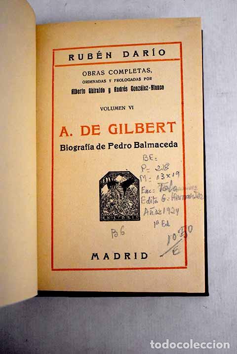 Libros: A. de Gilbert: biograf&iacute;a de Pedro Balmaceda.- Dar&iacute;o, Rub&eacute;n - Foto 1