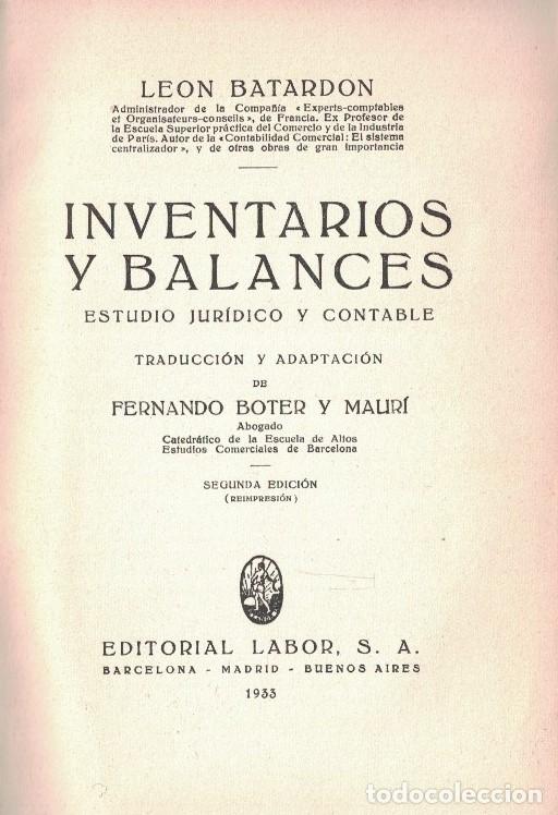 Libros: INVENTARIOS Y BALANCES. Estudio jur&iacute;dico y contable. - Batardon. Le&oacute;n, - Foto 1