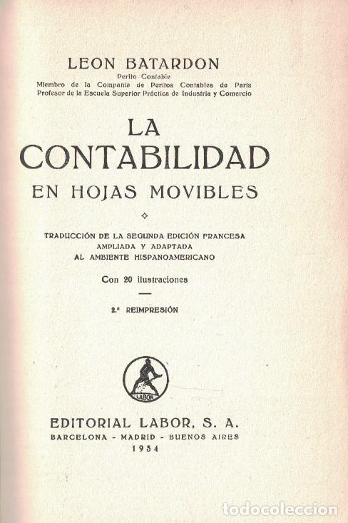 Libros: LA CONTABILIDAD EN HOJAS MOVILES. - Batardon. Le&oacute;n, - Foto 1