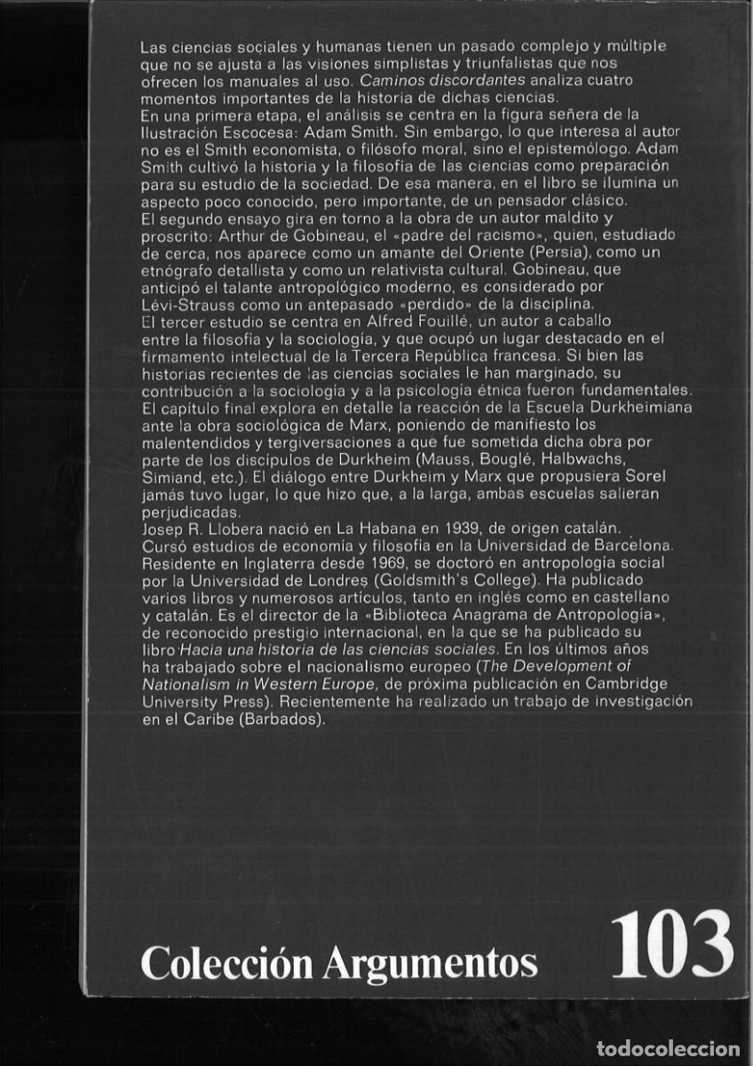 Libros: CAMINOS DISCORDANTES. Josep R. Llobera - Foto 2