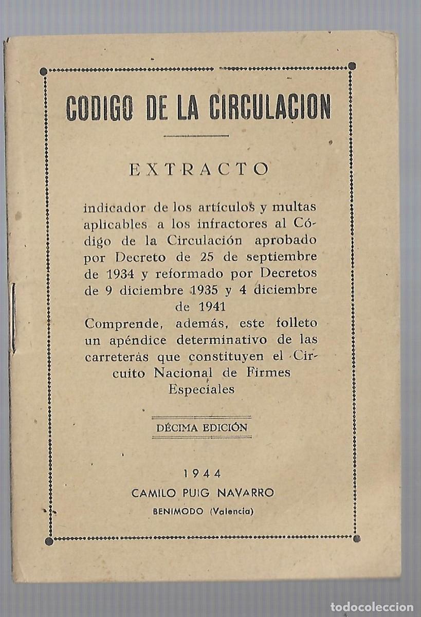 Libros: PD-LIBRO DE 47 Pags ANTIGUO LIBRO CODIGO DE LA CIRCULACION DE 1.944 - Foto 1