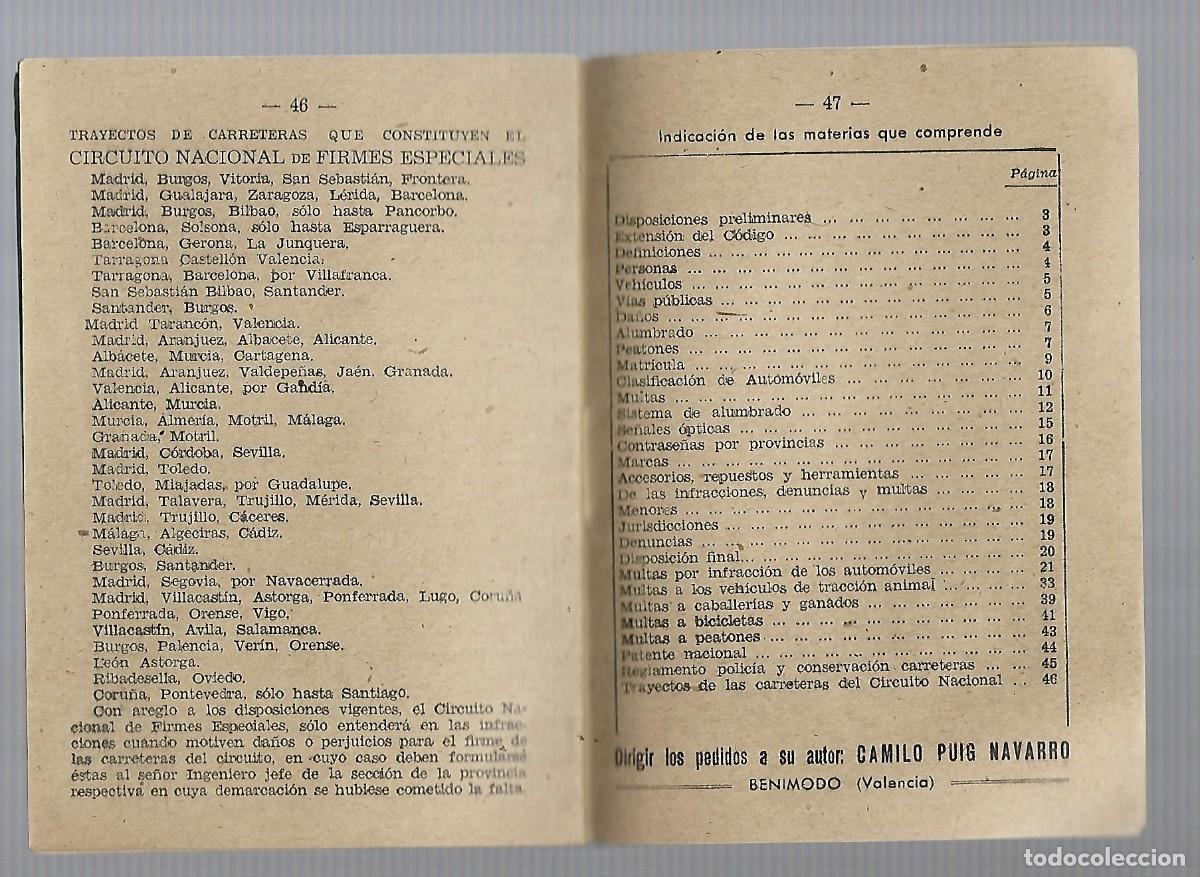 Libros: PD-LIBRO DE 47 Pags ANTIGUO LIBRO CODIGO DE LA CIRCULACION DE 1.944 - Foto 2