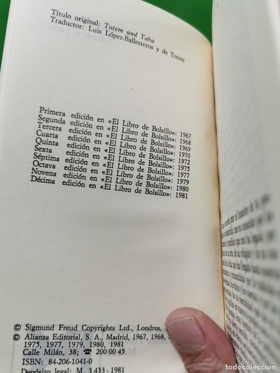 Libros: SIGMUND FREUD - TOTEM Y TAB&Uacute; - ALIANZA EDITORIAL - Foto 3