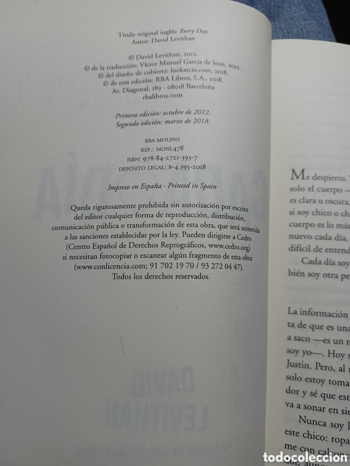 Libros: Barybook C1. .Cada d&iacute;a David Levithan RBA Molino - Foto 5
