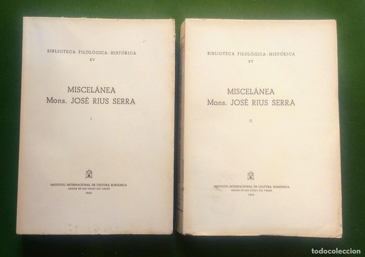 Libros: MISCEL&Aacute;NEA - Mons. JOS&Eacute; RIUS SERRA - COMPLETO 2 VOL. - 1965 - Foto 1