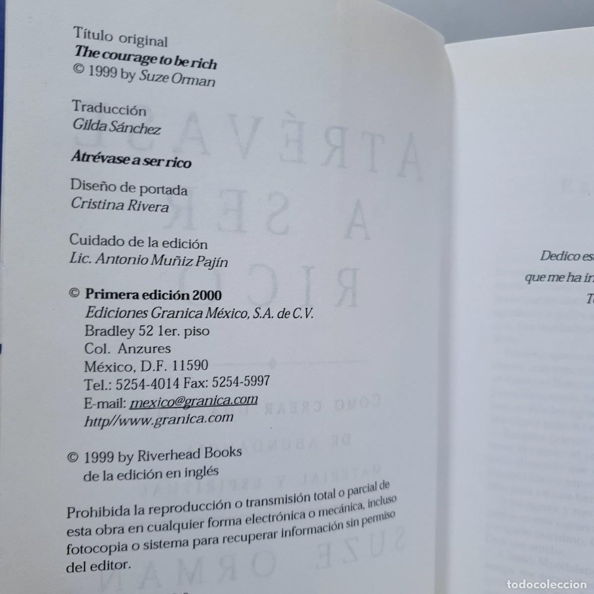 Libros: ATR&Eacute;VASE A SER RICO - Suza Orman ~ - Foto 5