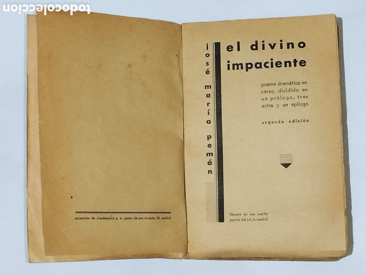 Libros: El Divino Impaciente &ndash; Jos&eacute; Mar&iacute;a Pem&aacute;n &ndash; 1933 - Foto 3