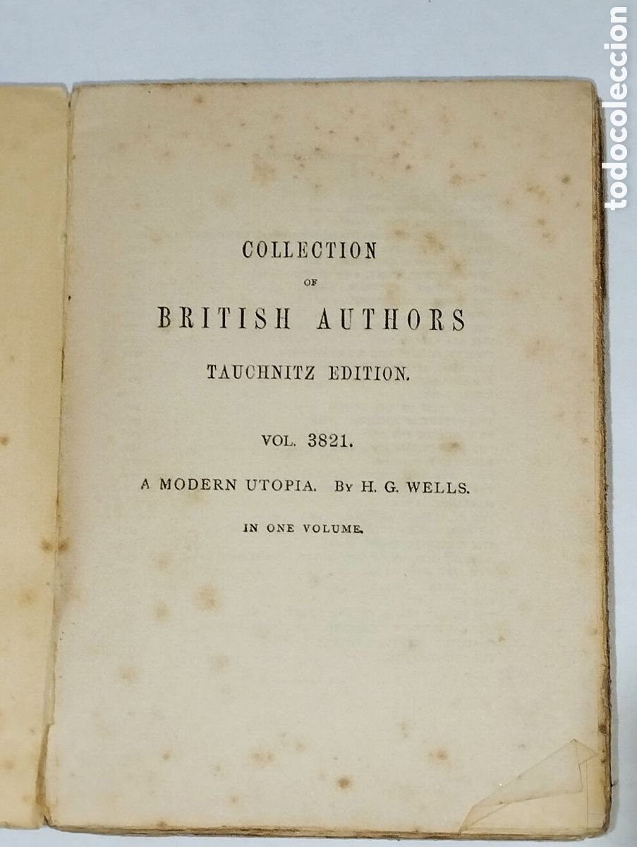 Libros: A Modern Utopia &ndash; H. G. Wells &ndash; 1929 &ndash; Tauchitz &ndash; Ingl&eacute;s - Foto 2