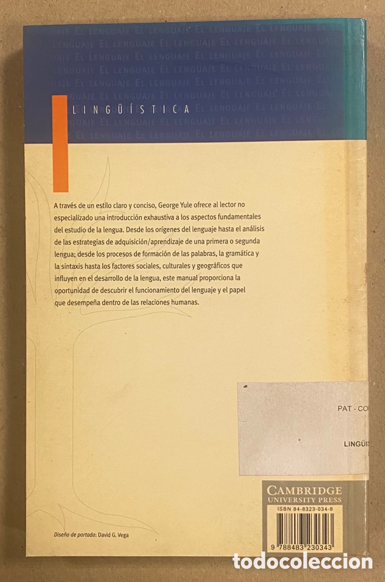 Libros: EL LENGUAJE. GEORGE YULE. CAMBRIDGE UNIVERSITY PRESS 1998. - Foto 6