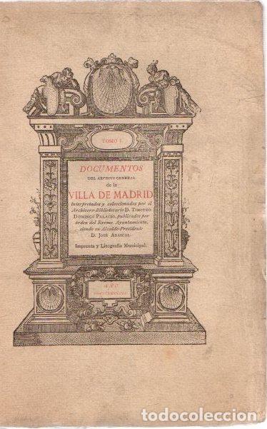 Libros: Documentos del archivo general de la Villa de Madrid - NO CONSTA AUTOR - Foto 1