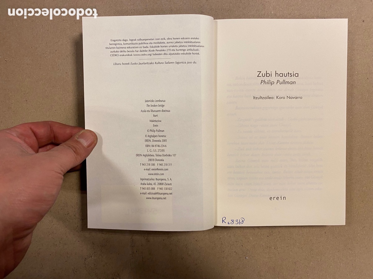 Libros: ZUBI HAUTSIA. PHILIP PULLMAN. EREIN ARGITALETXEA 2005. EUSKARAZ. - Foto 2