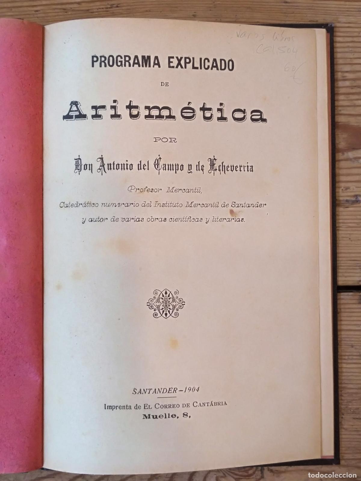 books: Programa explicado de ARITM&Eacute;TICA por... - Campo Echeverr&iacute;a, Antonio del.
