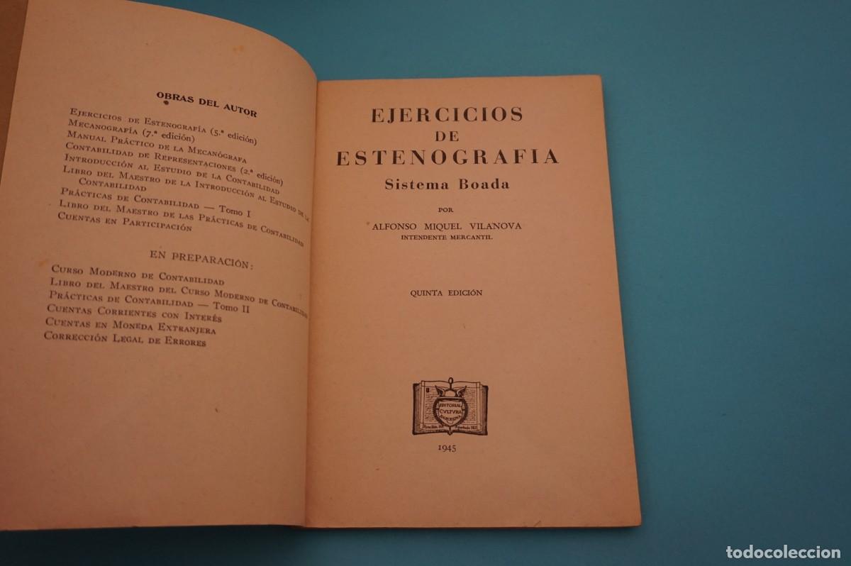 Libros: AR18B/ EJERCICIOS DE ESTENOGRAFIA - SISTEMA BOADA - ALFONSO MIQUEL VILANOVA - Foto 2