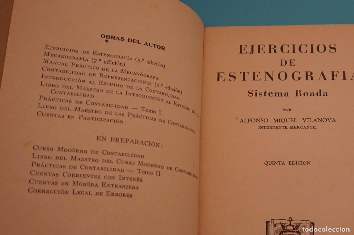 Libros: AR18B/ EJERCICIOS DE ESTENOGRAFIA - SISTEMA BOADA - ALFONSO MIQUEL VILANOVA - Foto 3