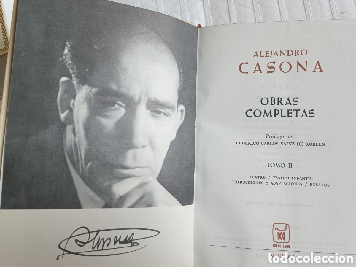 Libros: Alejandro Casona obras completas Tomo 1 y 2. Aguilar - Foto 2