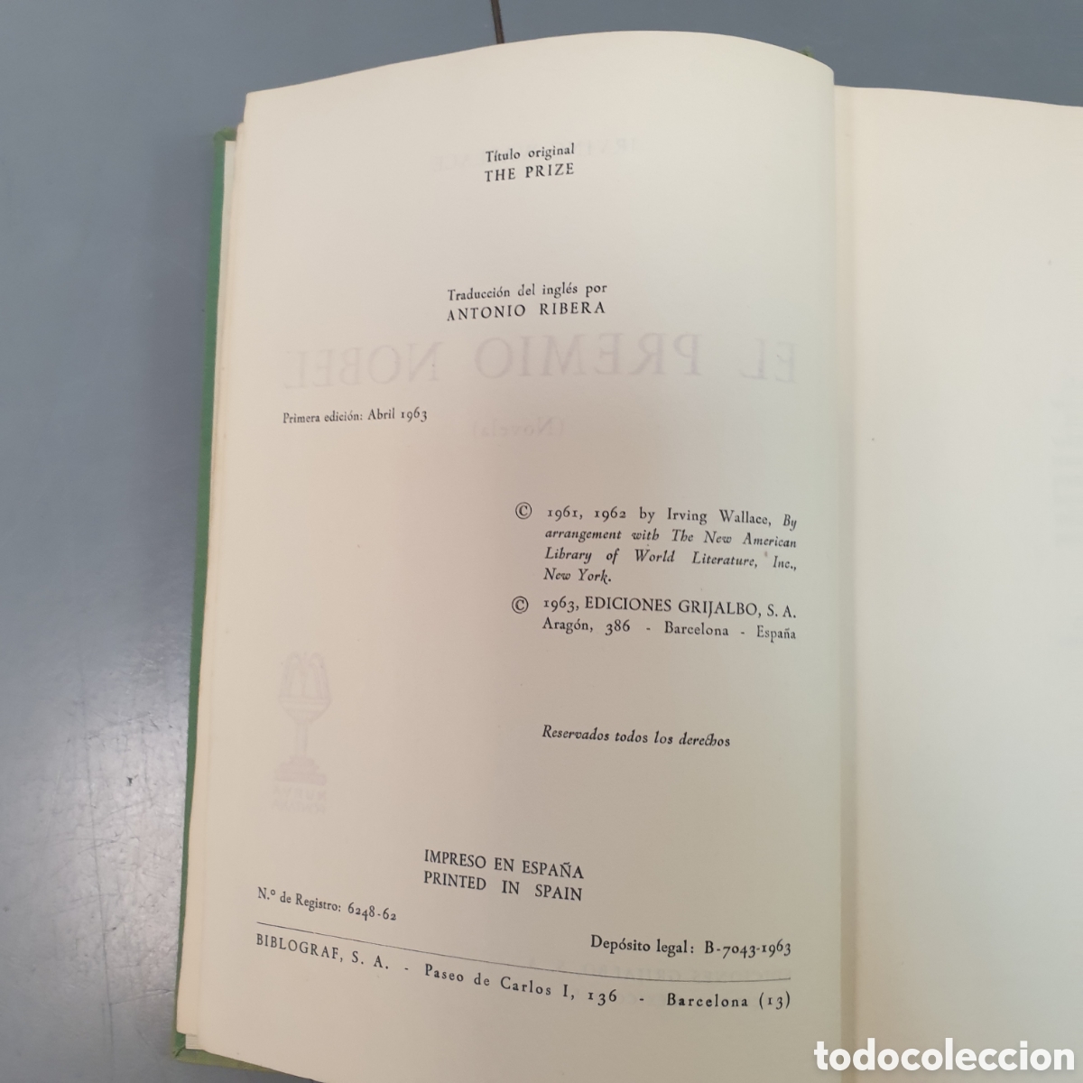Libros: EL PREMIO NOVEL IRVING WALLACE II EDICI&Oacute;N - Foto 4