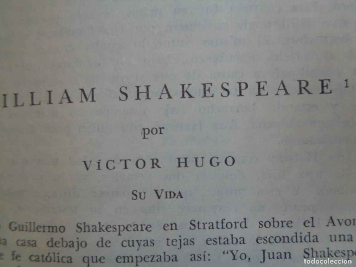 Libros: &iexcl;&iexcl; WILLIAM SHAKESPEARE. 3 TOMOS. Prologo de = VICTOR HUGO=. 1958. !! C-8. - Foto 13