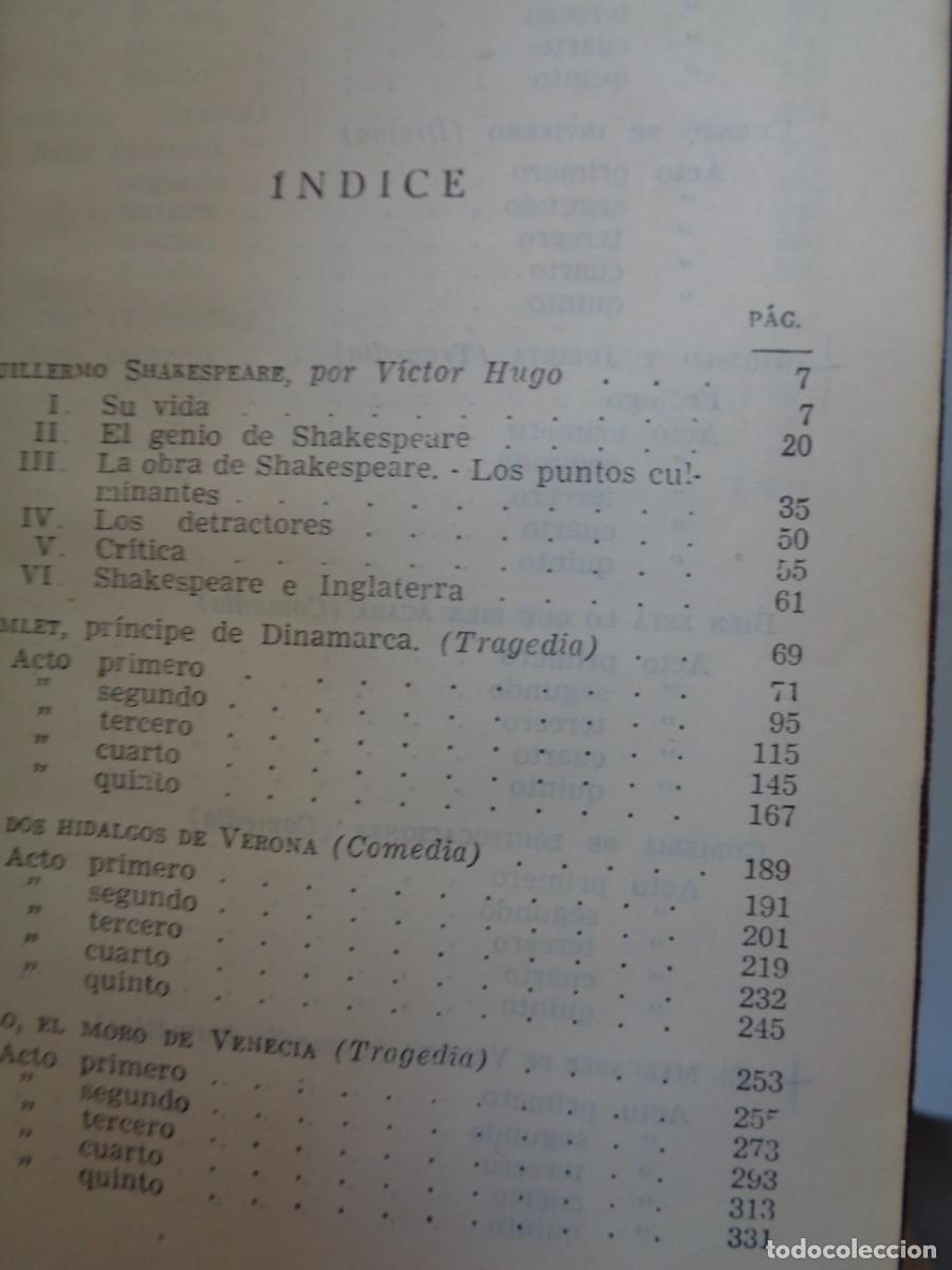Libros: &iexcl;&iexcl; WILLIAM SHAKESPEARE. 3 TOMOS. Prologo de = VICTOR HUGO=. 1958. !! C-8. - Foto 15
