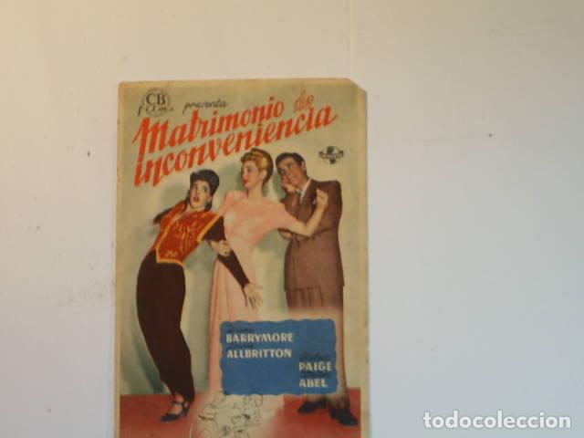 Libros: MATRIMONIO DE INCONVENIENCIA. Programa de cine, EDITORIAL: CB Films - - Foto 1