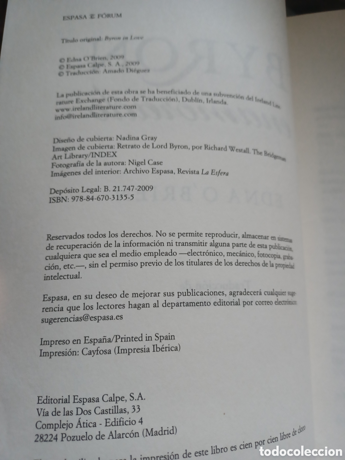 Libros: Barybook C35. . Enamorado byron Edna OBrien espasa - Foto 4