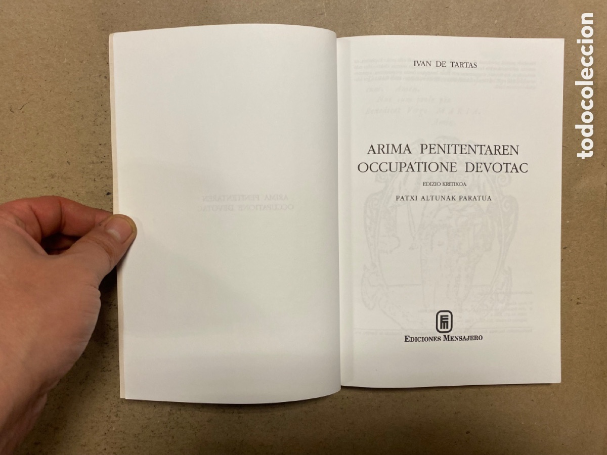 Libros: ARIMA PENITENTAREN OCCUPATIONE DEVOTAC. IVAN DE TARTAS. EDICIONES MENSAJERO 1996. - Foto 2