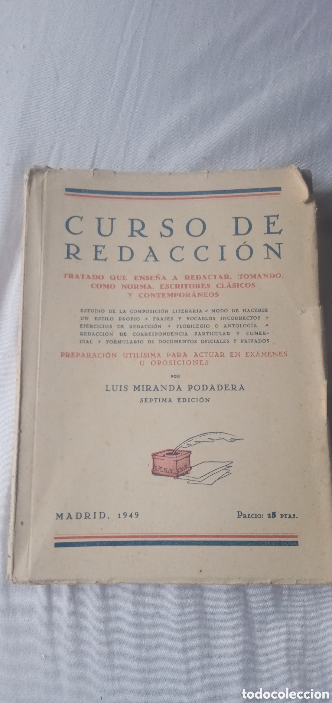 Libros: Curso de redaccion.Luis Miranda Podadera.1949.Septima edicion. - Foto 1
