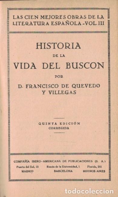 Libros: HISTORIA DE LA VIDA DEL BUSC&Oacute;N. - Quevedo y Villegas. Francisco de, - Foto 1