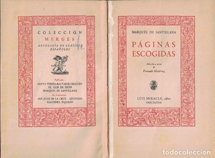 Libros: P&Aacute;GINAS ESCOGIDAS. - Santillana. Marqu&eacute;s de, - Foto 1