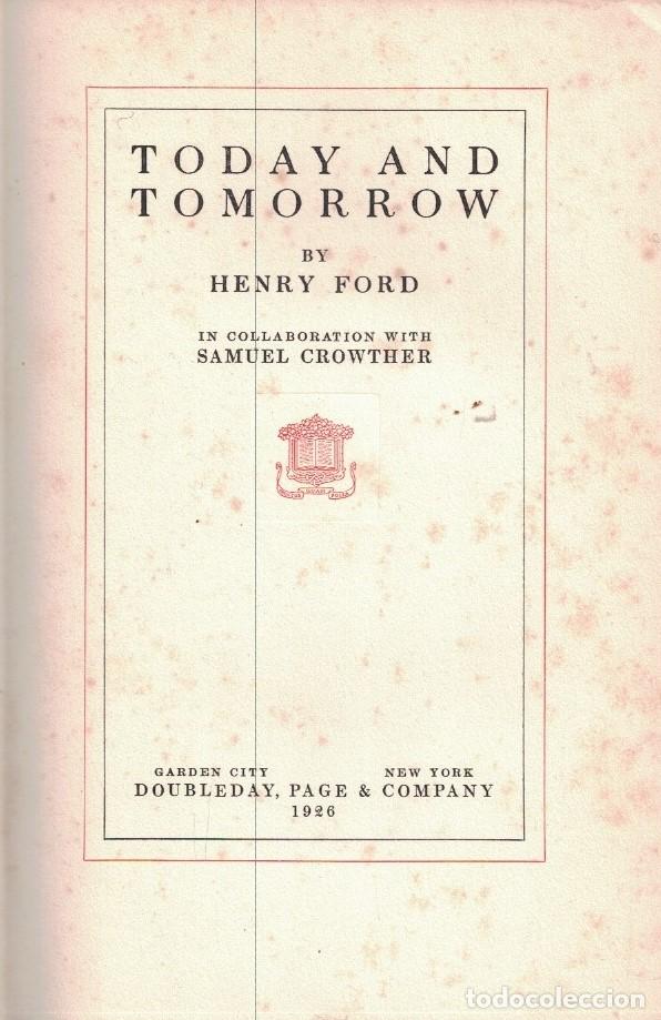 Libros: TODAY AND TOMORROW. - Ford. Henry, - Foto 1