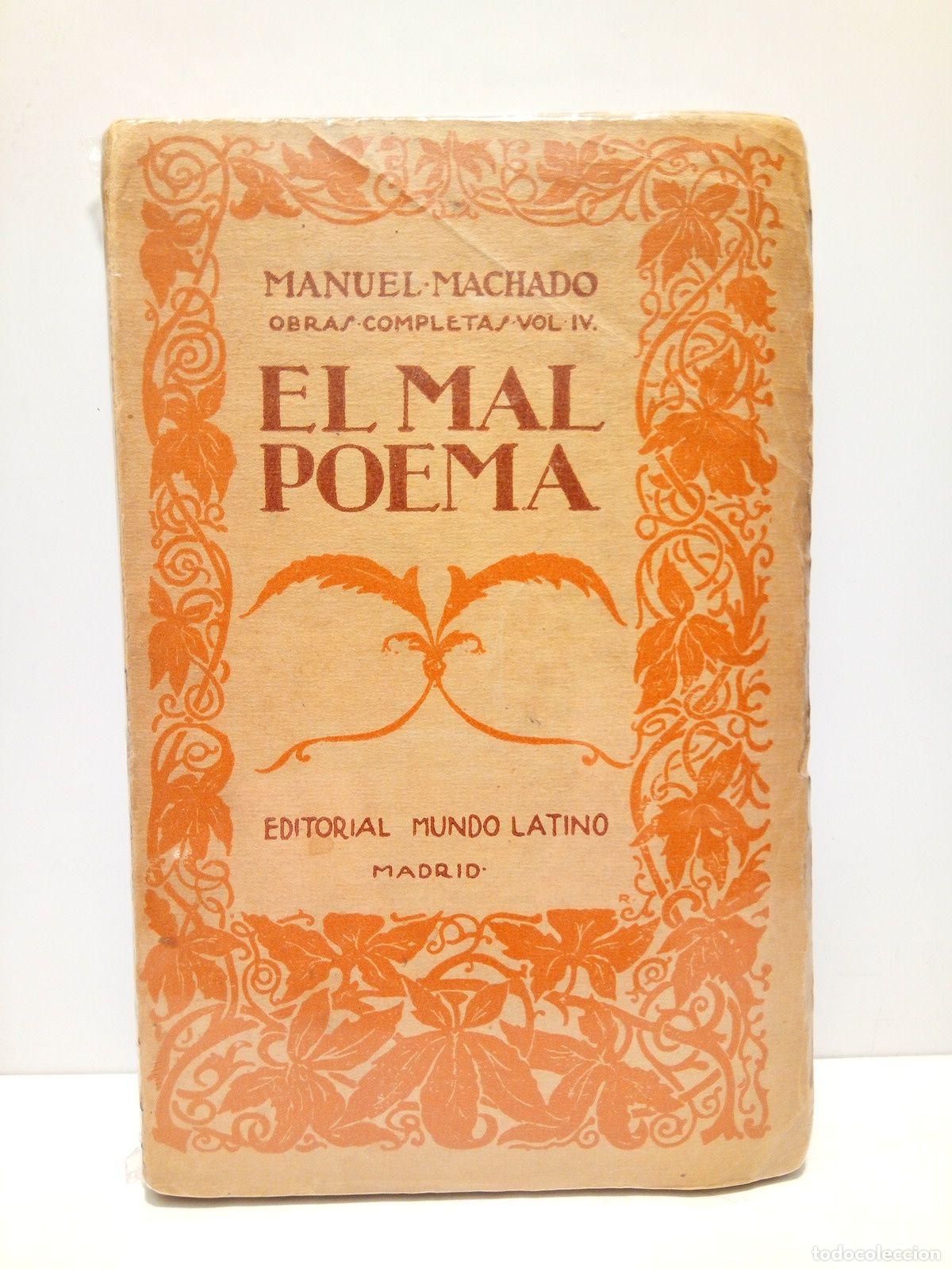 Libros: MACHADO, Manuel - El mal poema (Poes&iacute;as) - Foto 1