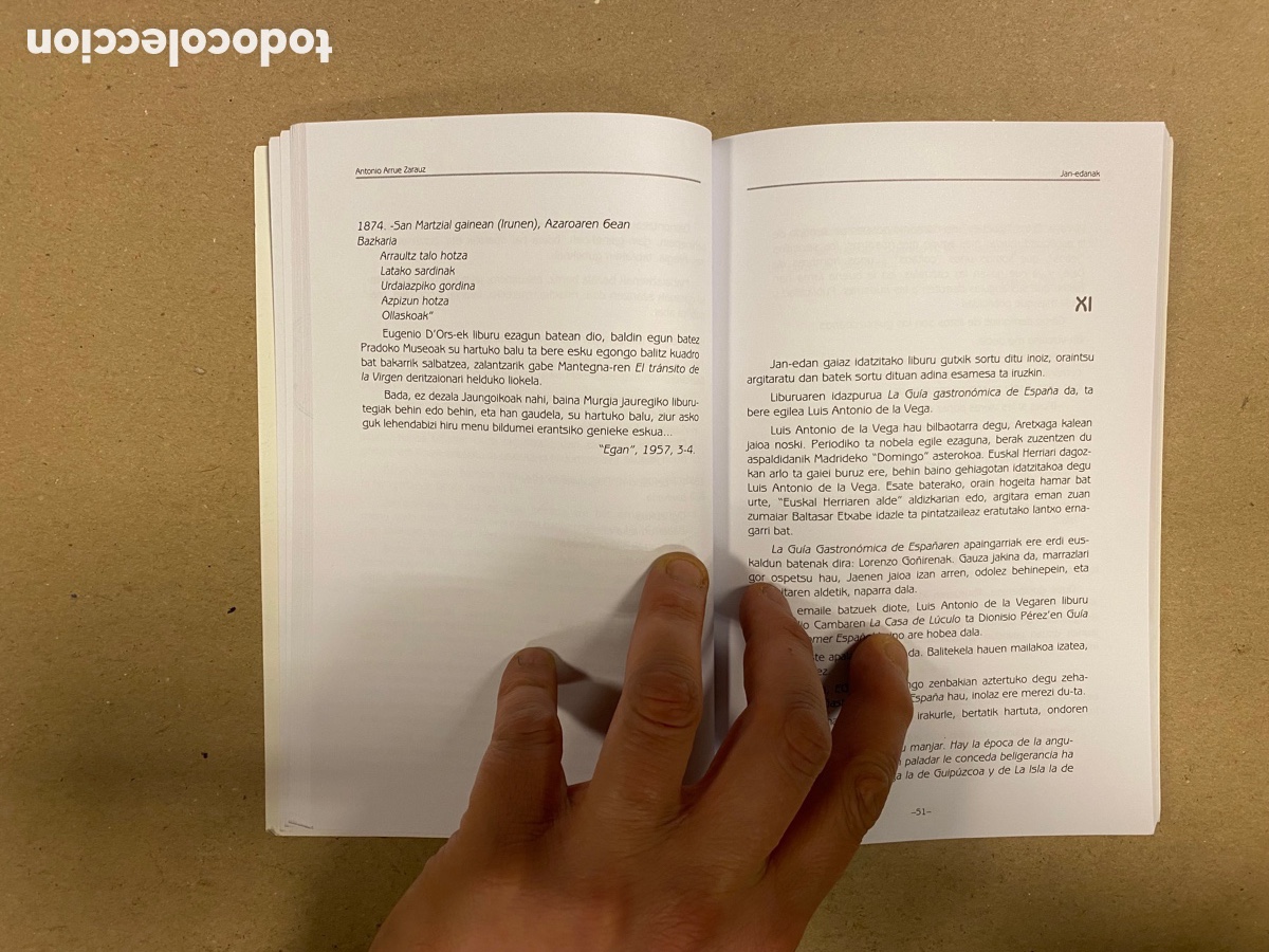 Libros: JAN-EDANAK. ANTONIO ARRUE. EGAN ARGITALETXEA 2005. EUSKARAZ. - Foto 4