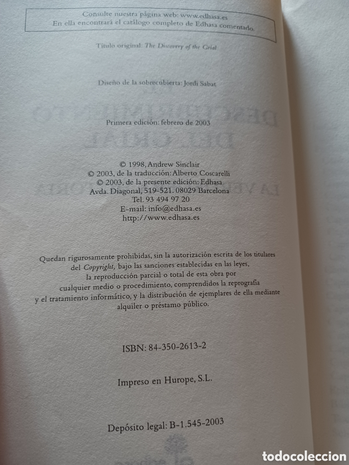 Libros: Barybook 310. . El descubrimiento del Grial Andrew sinclair edhasa - Foto 5