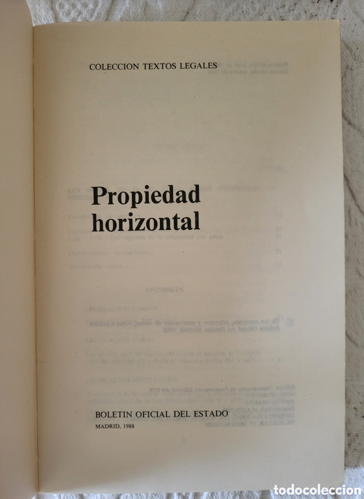 Libros: Ley de Propiedad Horizontal, Edicion 1988 BOE - Foto 2