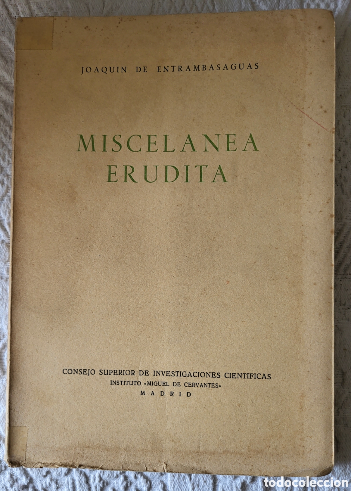 Libros: Miscelanea erudita/Joaquin de Entrambasaguas - Foto 1