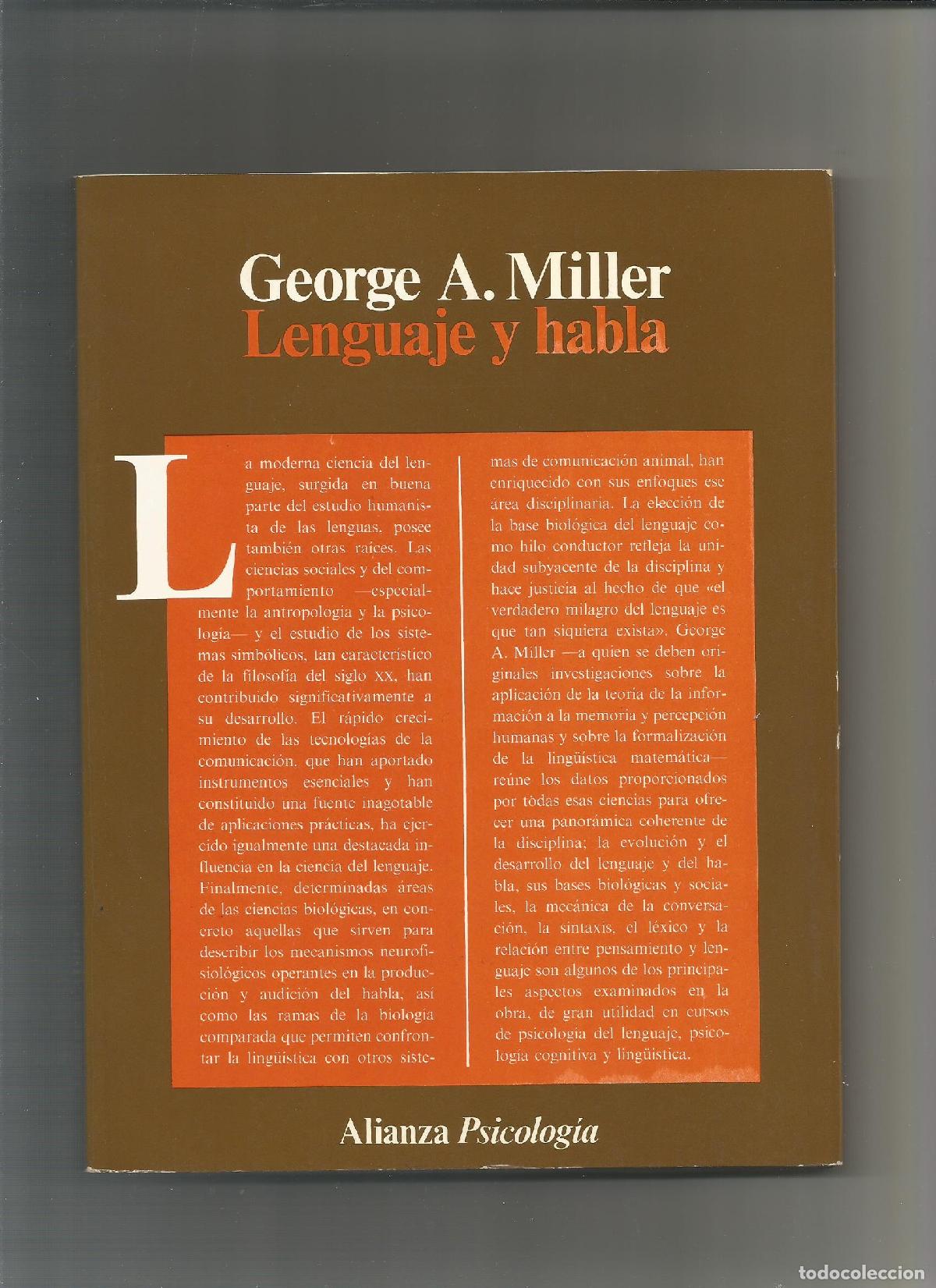 Libros: Lenguaje y habla. - MILLER, George A.: - Foto 1