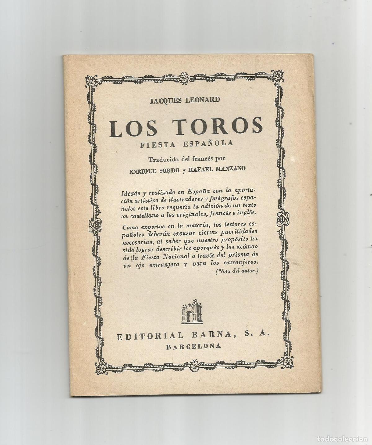 Libros: Los toros. Fiesta espa&ntilde;ola. - LEONARD, Jacques: - Foto 1